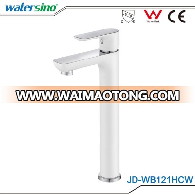 Watermark approved chrome white plated high bathroom basin water faucet